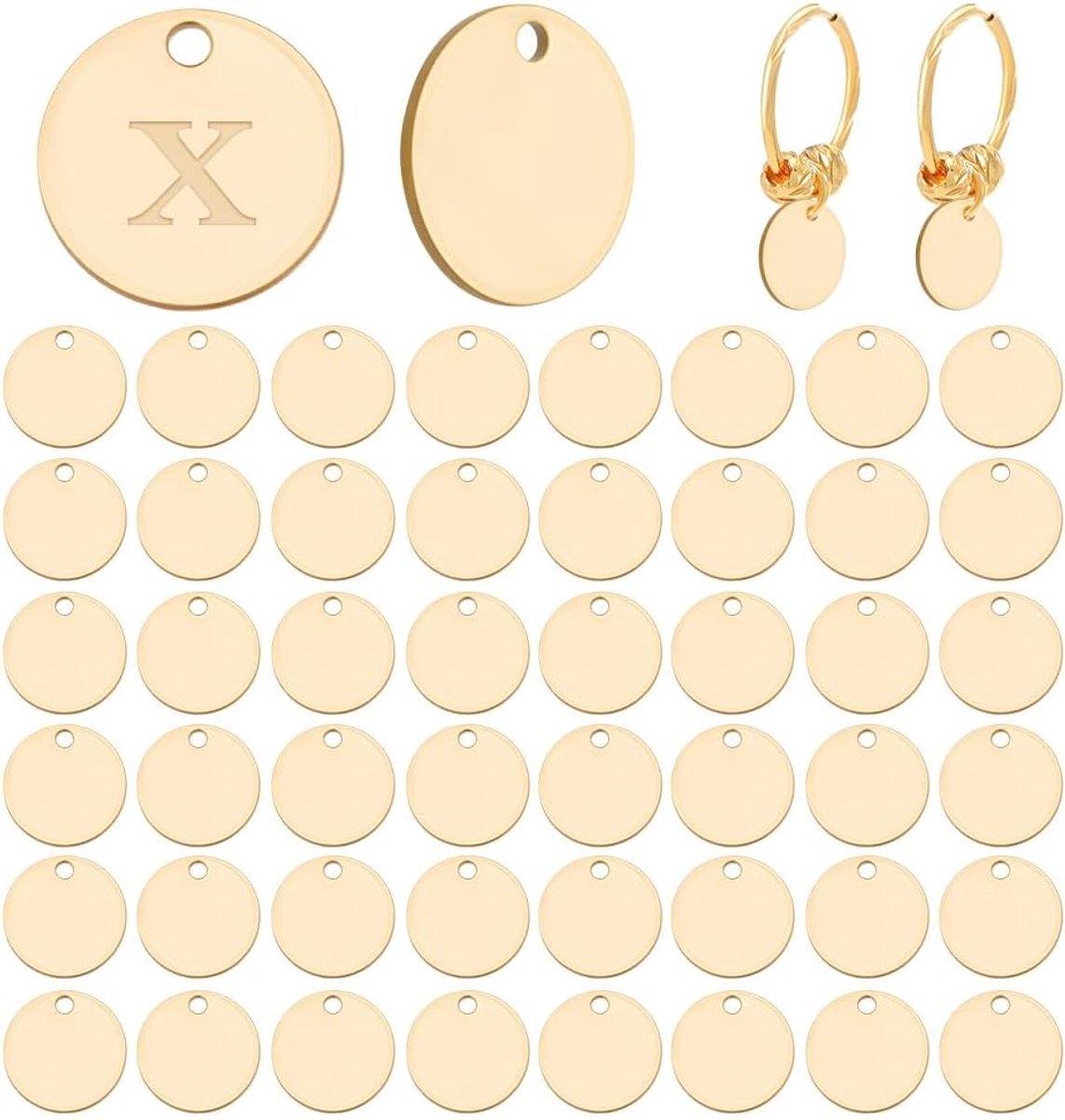 Dailygoods - Roestvrij Stalen Gegraveerde Bedels voor Sieraden - 50 Stuks