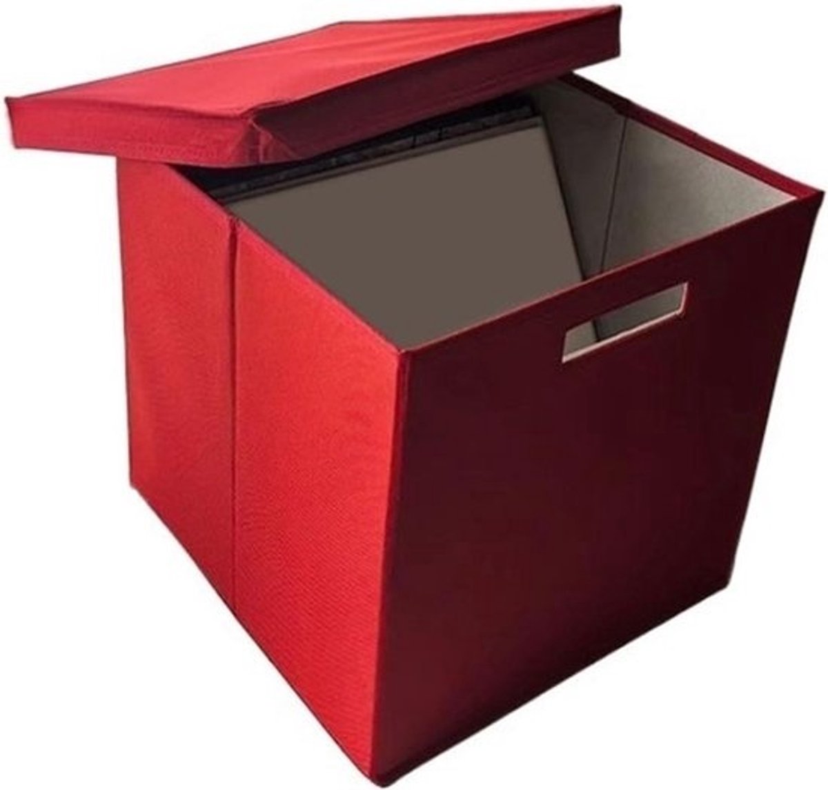 Vinyl Platen Opbergdoos - CD Opberger Doos - Platen Organiseren - Opvouwbaar Ontwerp - 33x33x33 cm - Rood