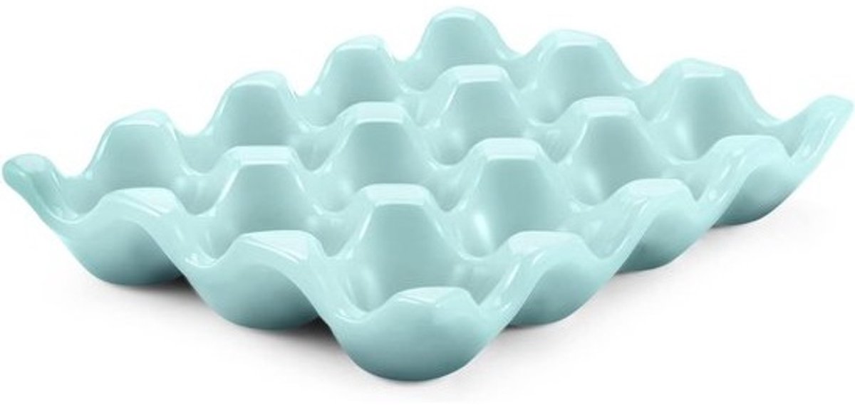 Keramische eierschaal met 12 kopjes - Dozijn porseleinen eierhouder, container, bewaarder, opbergorganizer, decoratieve serveerstandaard, servies voor koelkast, aanrecht, display, keuken