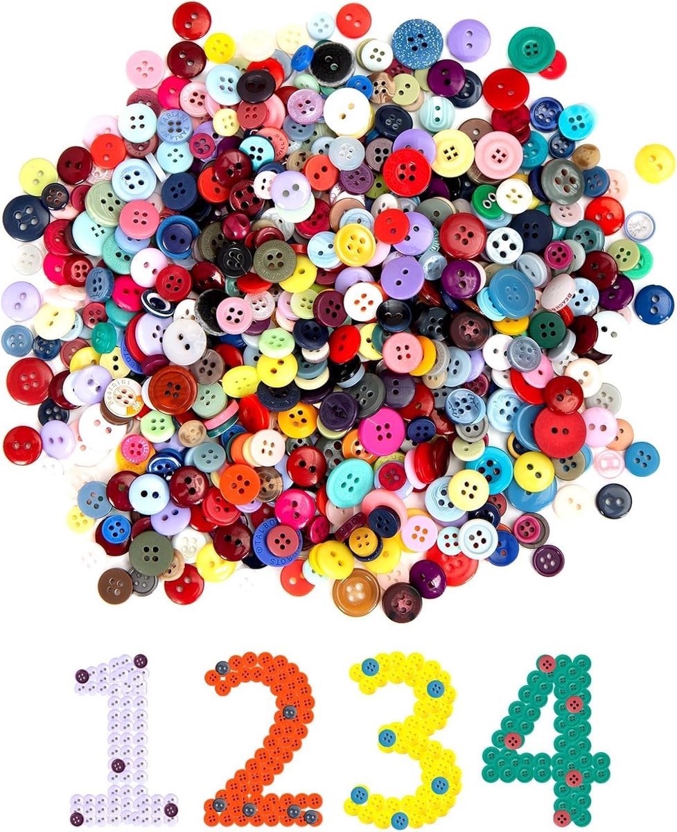 Knopen, snoepkleuren, kleine knopen, kunststof knutselknopen, kinderknopen in verschillende maten en kleuren, voor kinderen, doe-het-zelf, knutselen, schilderij, cadeau