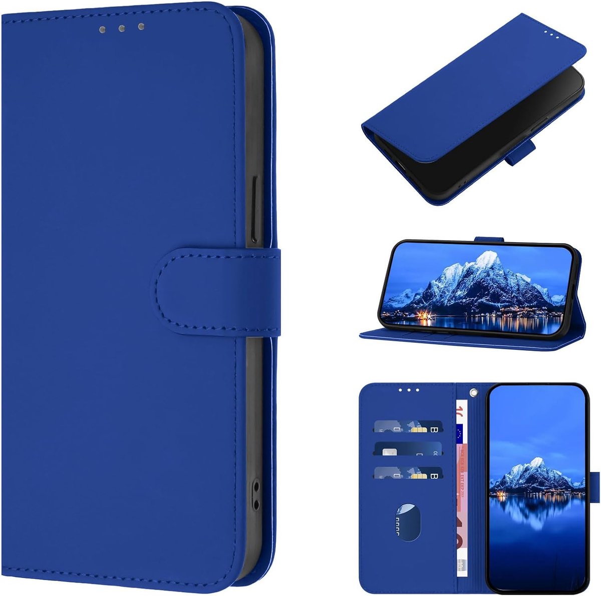 Hoesje voor Samsung Galaxy S24, Premium PU-Leerhoes [Kaartsleuven] Portemonnee Beschermhoes, Schokbestendig Telefoonhoesjes voor Samsung S24 (Donkerblauw)