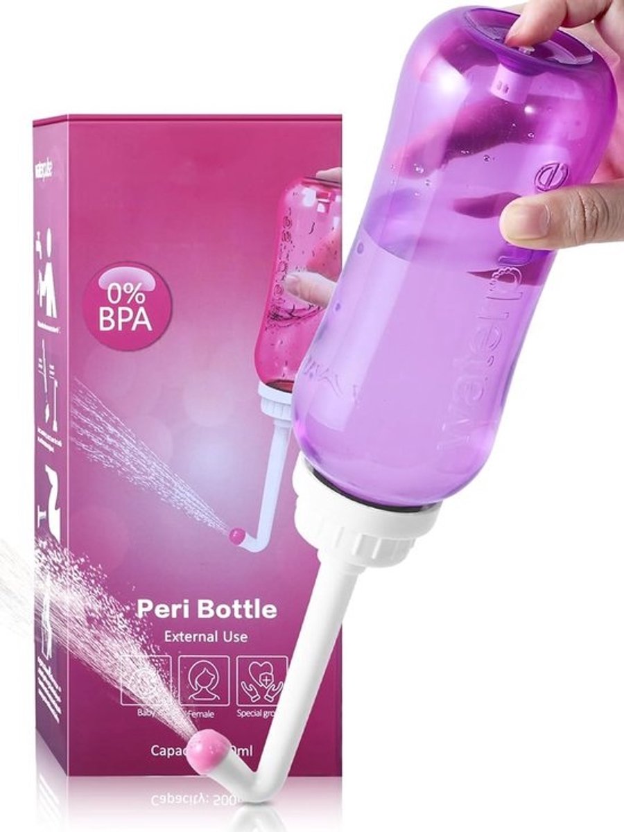 Portable Bidet - 500 ml Vaginal Douche with 2 Sprayers and Button Control - Peri Bottle - Intimate Hygiene - Violet Peri bottle