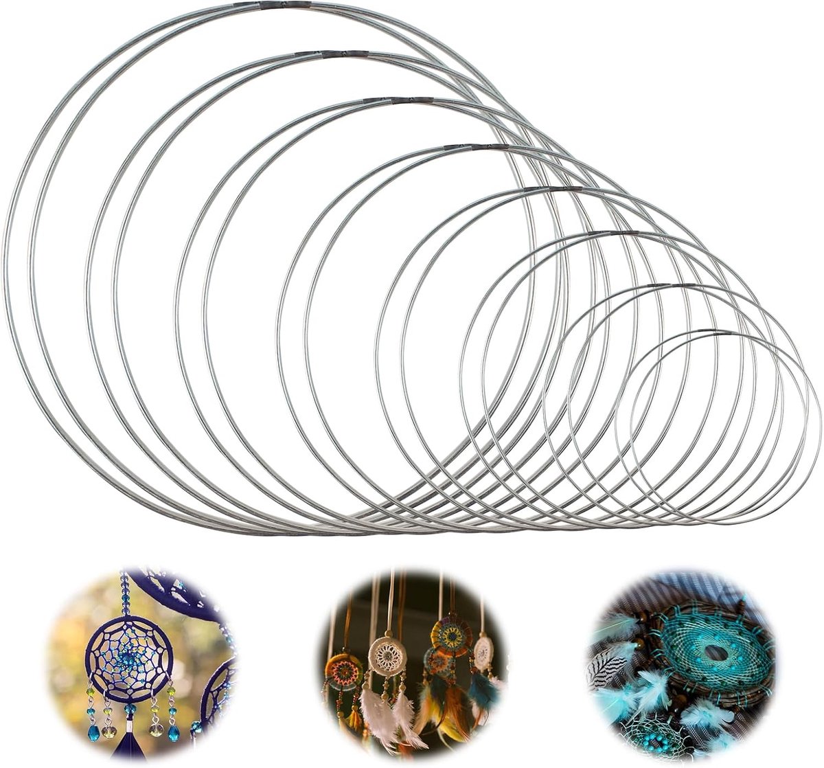 16 Stuks Metalen Bloemen Hoepel, Metalen Ring Dromenvanger, 8 Vormen Dromenvanger Hoepel, Bloemenkrans-Hoops voor Knutselen Aan de Muur, Weven, Hoofddekselslingers, Decoraties