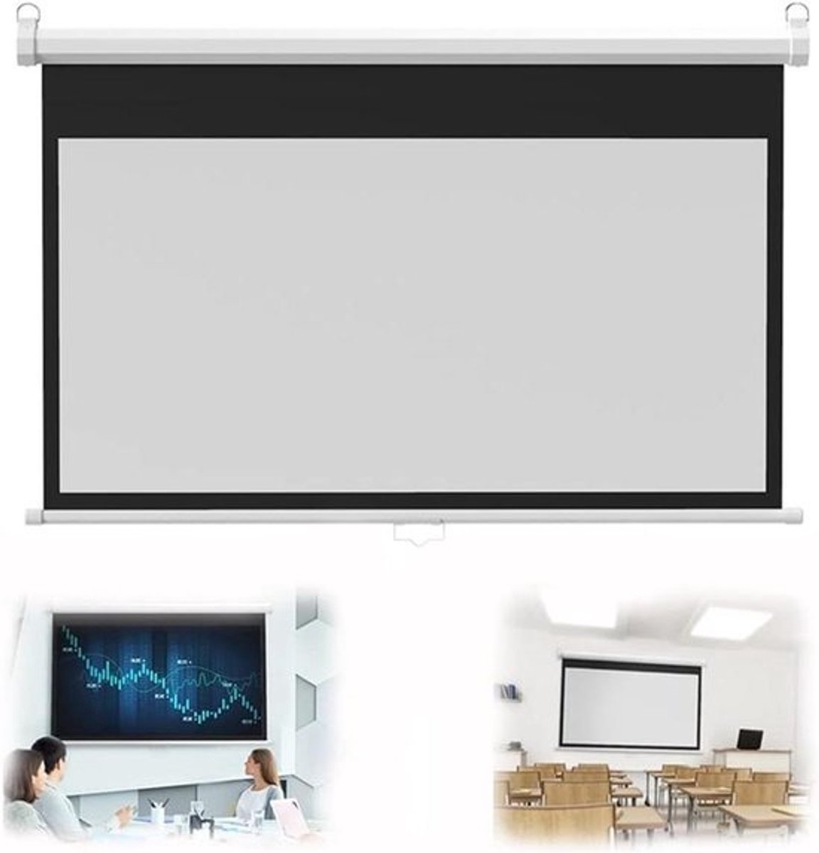Projectiescherm Uitschuifbaar - Handmatig Scherm - Home Cinema - 4K HD Resolutie - 60 inch - Wit