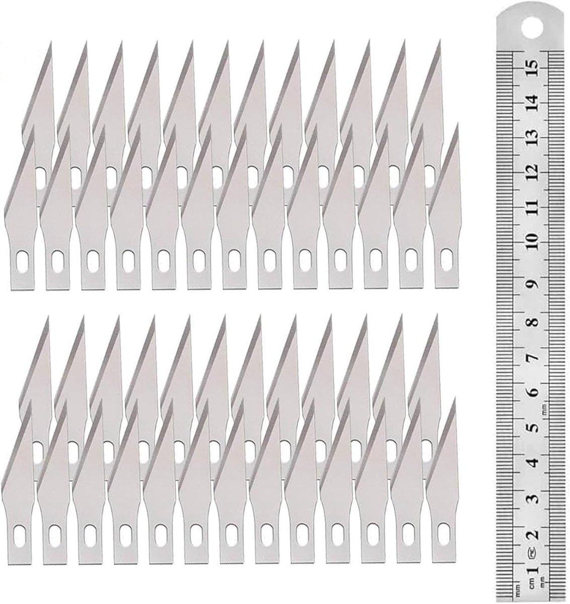Knutselmessen, knutselmesjes voor knutselmessen, knutselmessen, scalpelset, scalpelset, reservemessen, roestvrij staal, hobbymeset, precisie ambachtelijke messen, 50 stuks