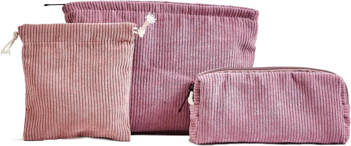 Toilettas, cosmeticatas, make-up organizer, roze, S-3pcs, Klassiek