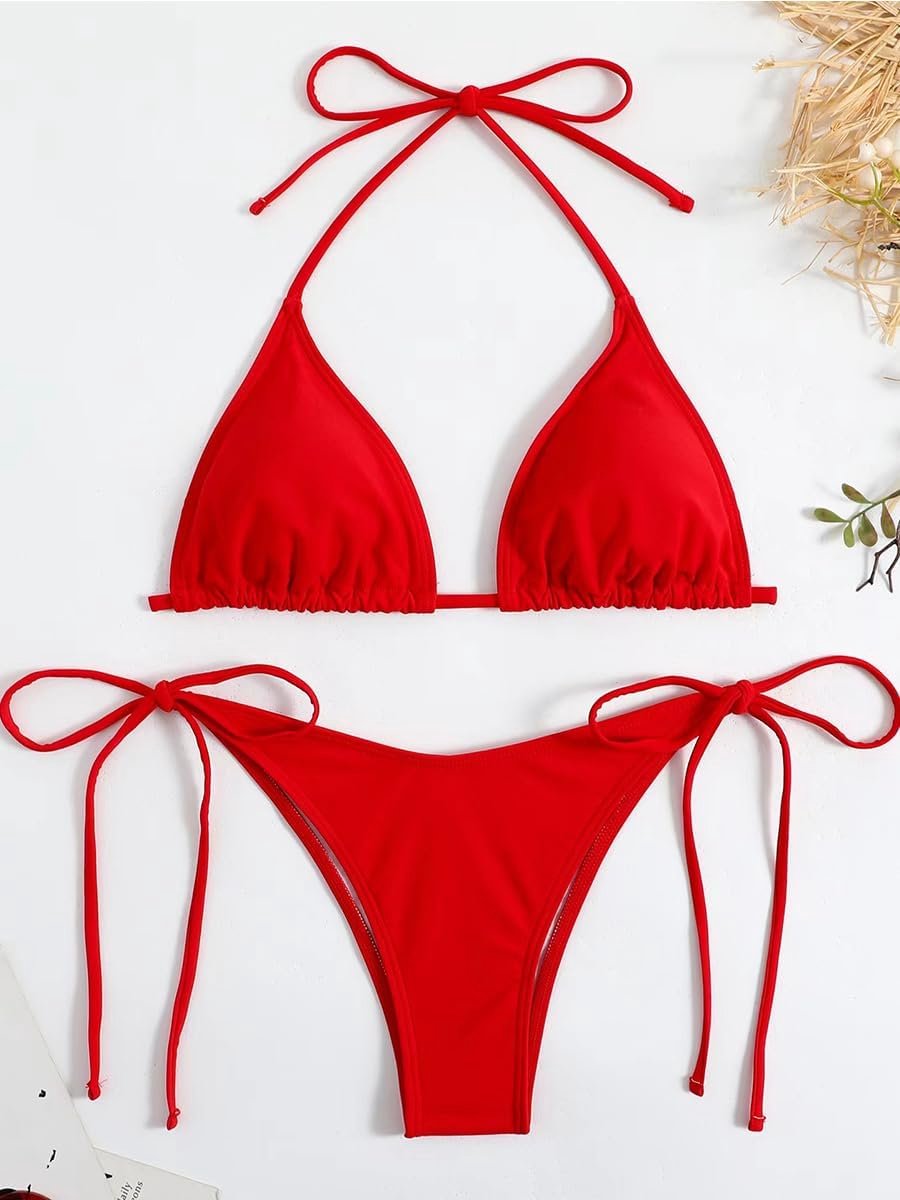 Badpak voor dames, 2-delig, bikiniset, V-hals, dames, badmode, tweedelige set, bikiniset, dames, push-up-stijl, hoge taille, 2-delig badpak