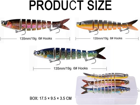 3 stuks visaas, alle waterlagen serie set voor snoek, baars, snoekbaars (meerkleurig) — afbeelding 3