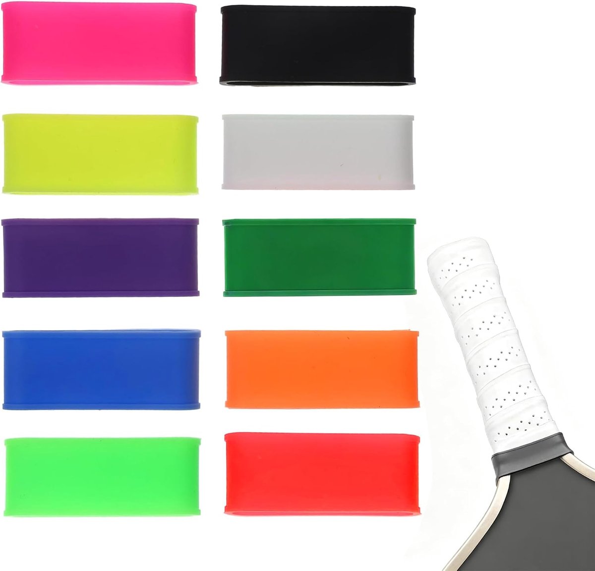 10 stuks siliconen ringen voor tennisracket, grip fixatie rubberen ring badminton pickleball, meerkleurige gripband afsluiting, antislip racket afdichtring, tennis badminton accessoires
