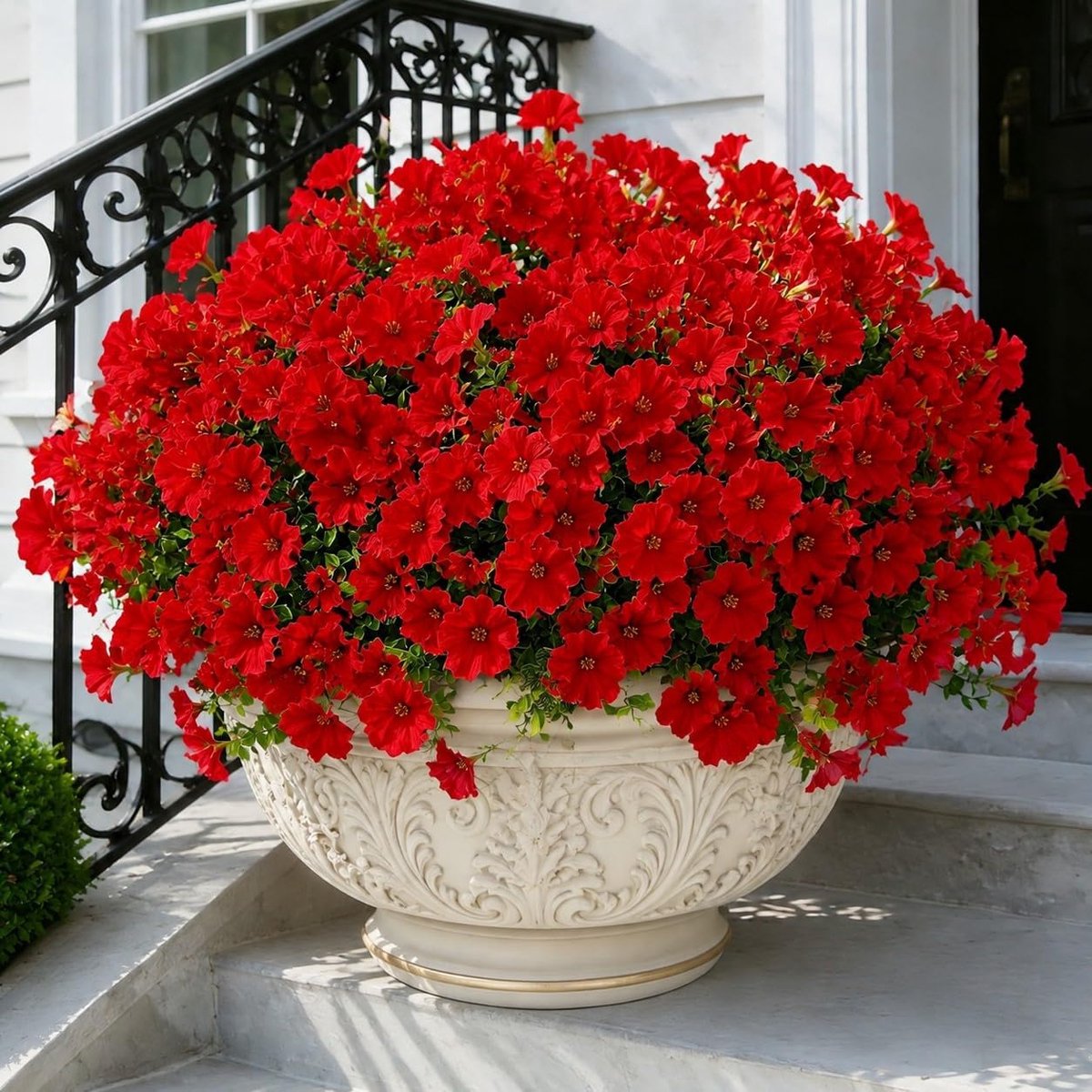 Kunstmatige Zijde Bloemen voor Buiten Decoratie,12 Bundels Nep Bloemen Kleurrijke Morning Glory met Eucalyptus Nep Planten Groen UV Bestendig voor Buiten Voordeur Planter Porch Tuin
