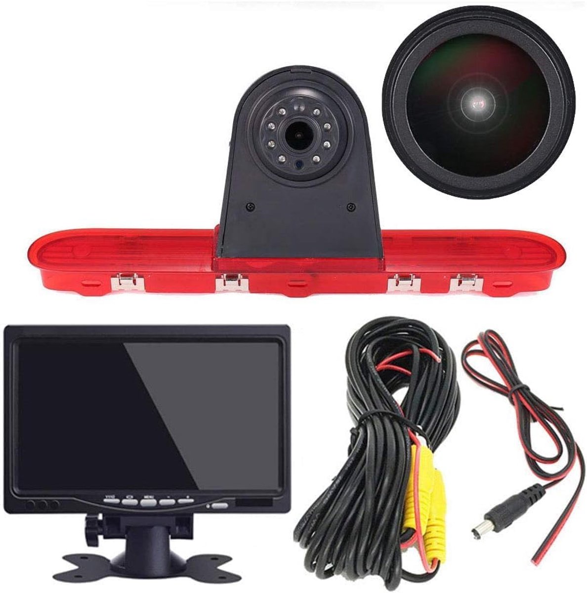 Auto Camera Third Dak Remlicht Achteruitrijcamera Vervanging voor Toyota Proace Citroen Jumpy Box Spacetourer Peugeot Expert Box Traveller Bus Waterdicht + 7 inch Reverse Monitor