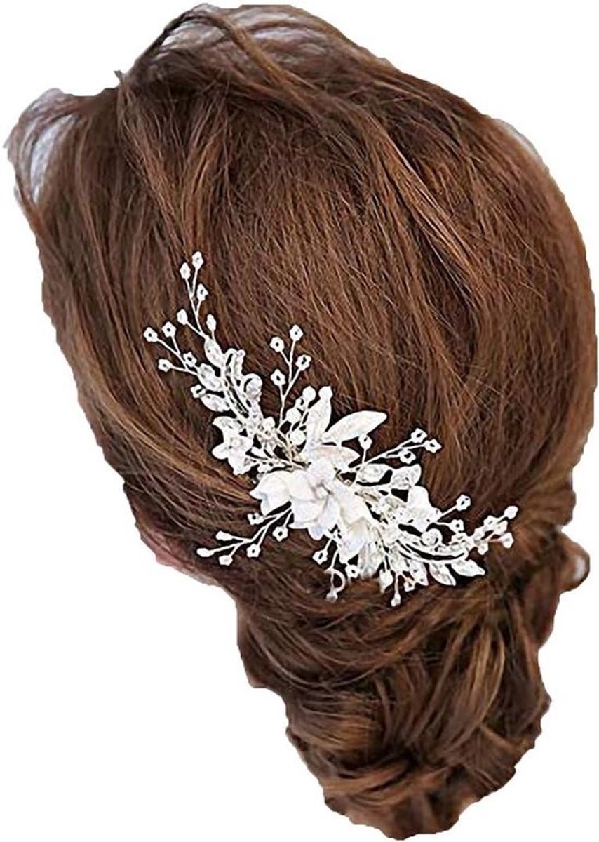Bruids Hoofdband - Bruiloft Haaraccessoires - Bruiloft Versieren - Handgemaakt Ontwerp - Verstelbaar - Zilver