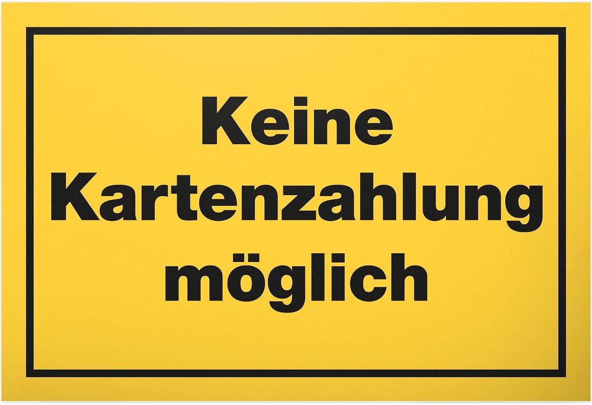 Geen kaartbetaling - bord 30 x 20 cm - grappig contant geld waarschuwingsbord voor horeca detailhandel - alleen bares is echte decoratie voor winkel restaurant restaurant bar pub aanwijzing