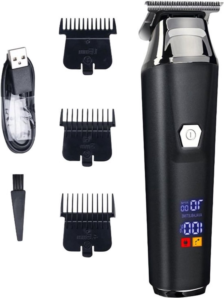 Draadloze Haar Trimmer - Precisie Scheerapparaat - Thuis Kapsels - LED Scherm - 180 Min Gebruikstijd - Zwart