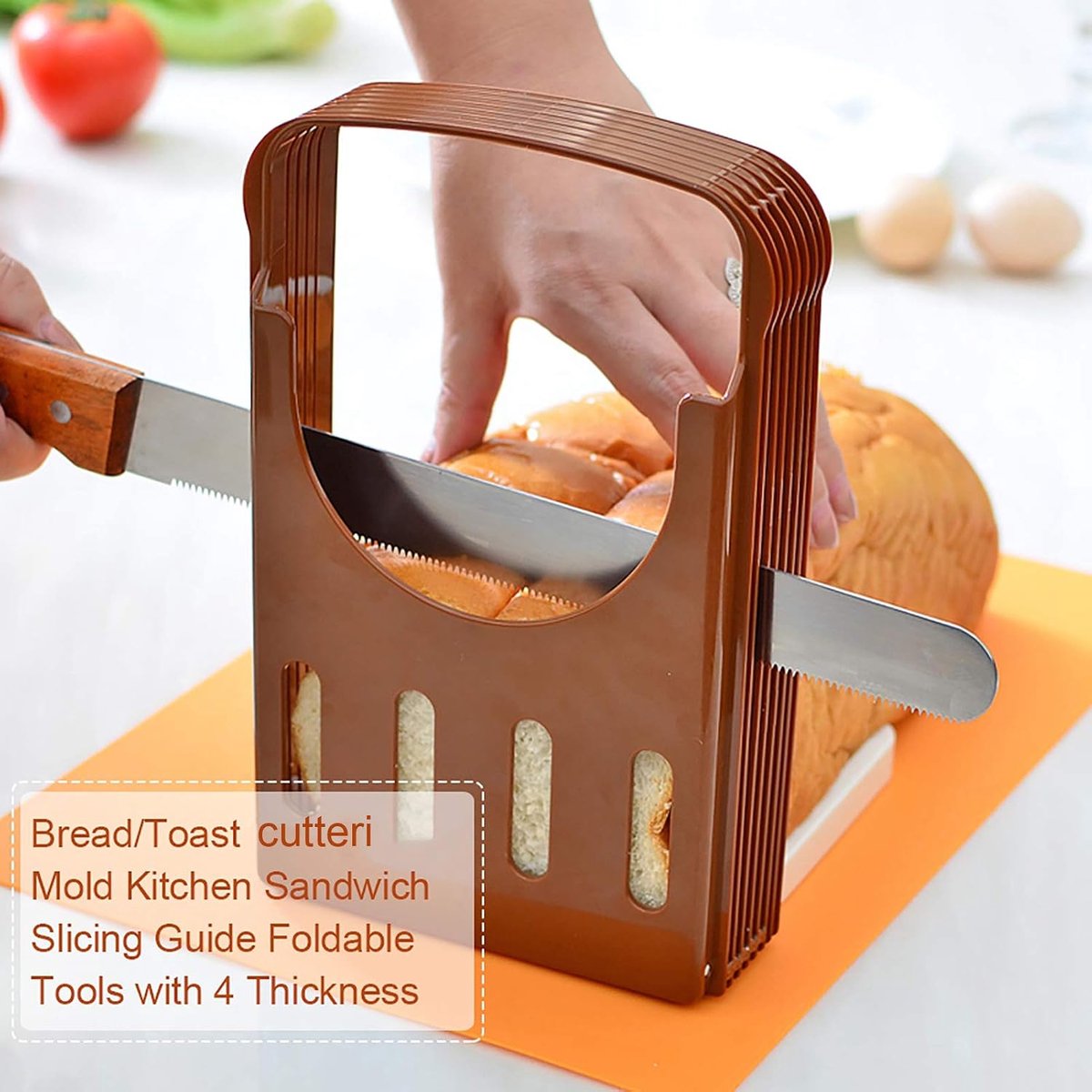Dailygoods- Broodsnijmachine Opvouwbaar - Handmatige Snijmachine - Toast Snijder - Sandwich Maker - 4 Verschillende Diktes - Hoogwaardig ABS - Broodsn