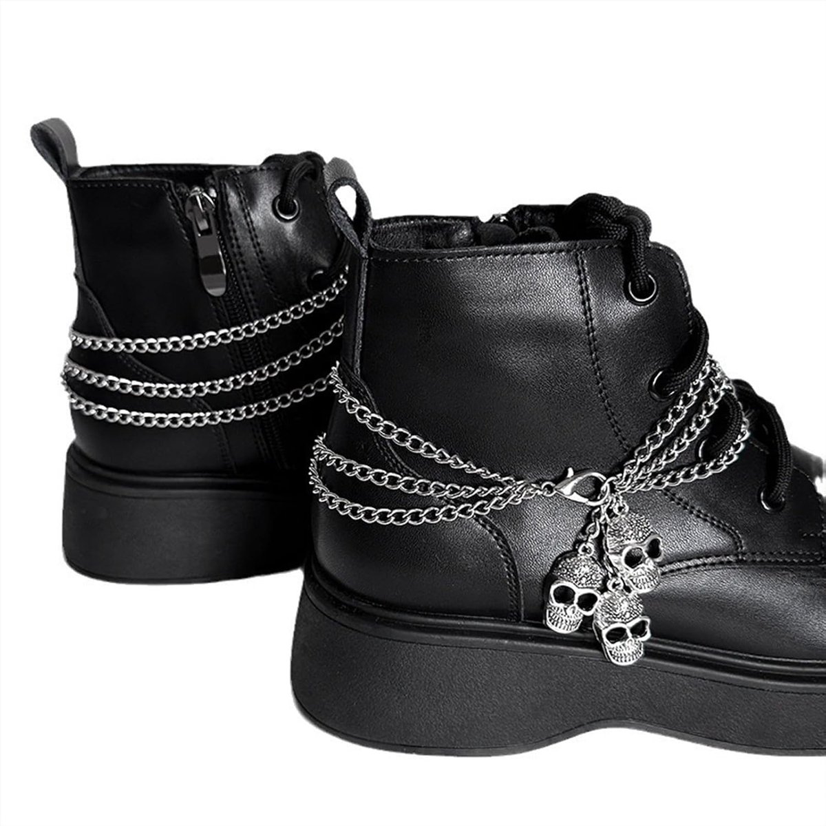 2 STKS Schoen Charms Ketting Schoenveter Kettingen DIY Punk Schoen Accessoires Decoratie voor Boot Sneaker Tas Handtassen Broek Ketting Sleutelhanger Cool Party voor Meisje Vrouwen