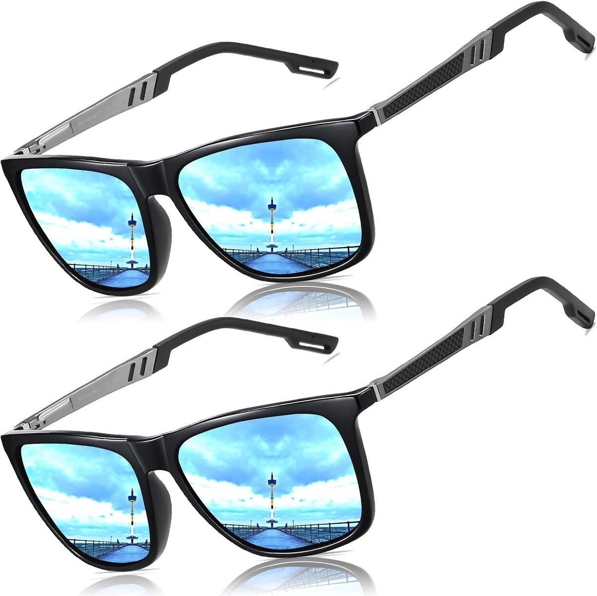 Zonnebril voor heren en dames ultra lichtgewicht rechthoekige metalen frame UV400 bescherming Zonnebrillen Cat 3 CE