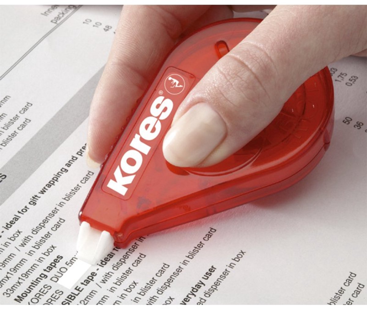 Kores correctieroller Roll On wegwerp, rood