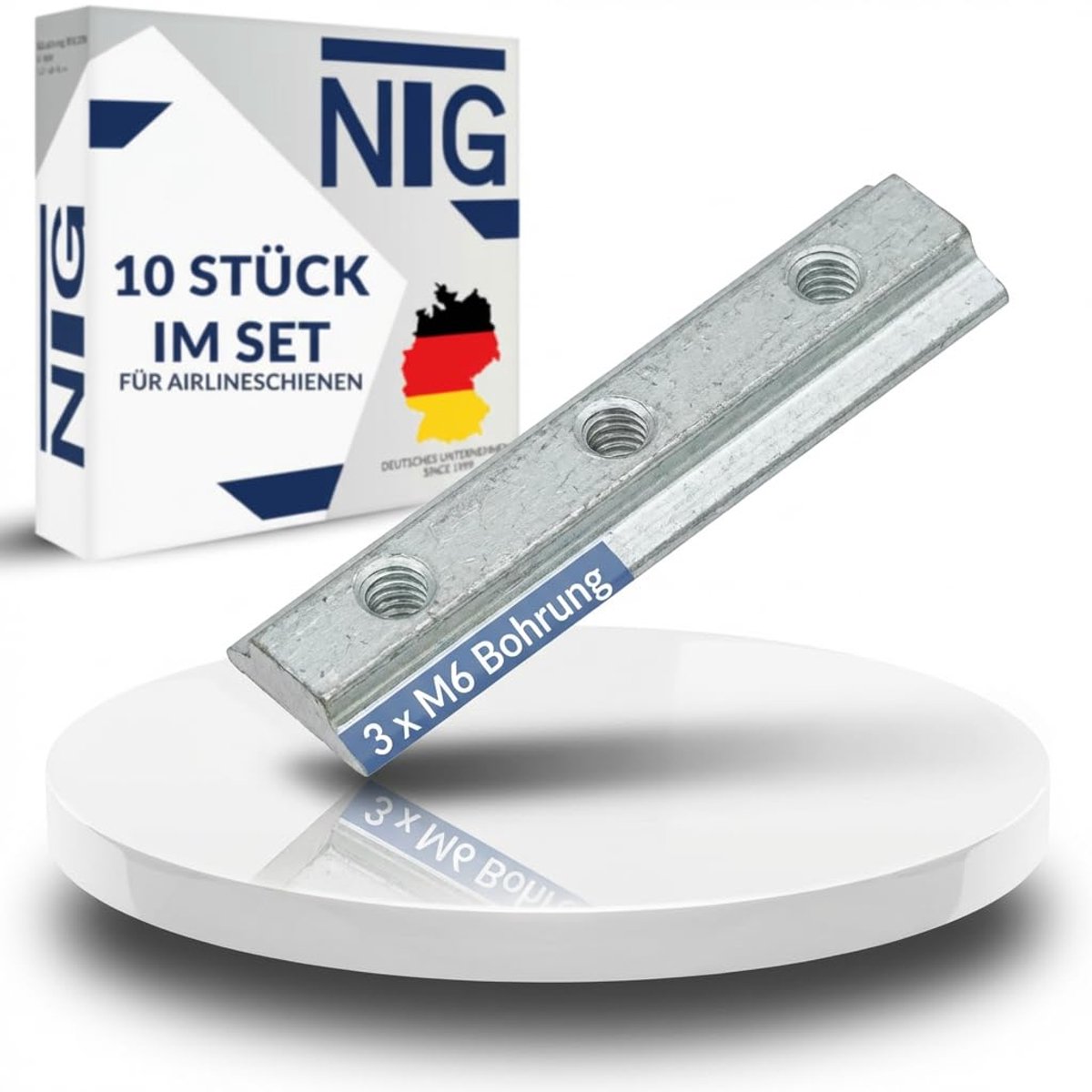 Slotted moer voor airline rails M6 - Gegalvaniseerd staal - Set van 10 - Voor veilige belastingbevestiging - ShopVlot