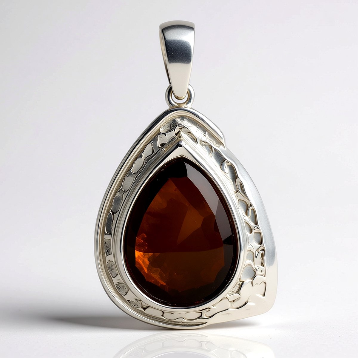 Cavill - Zilveren Hanger - 925 Sterling Zilver Gerhodineerd - Mexicaanse Vuuragaat 5,11 ct - Druppelvormige Fancy Cabochon - Stijlvol Robuust Sieraad