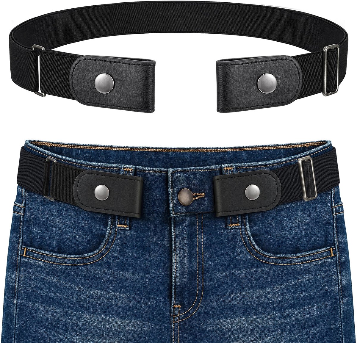 BELTROAD Elastische riem zonder gesp voor mannen, onzichtbare gespenloze stretchriem voor mannen en vrouwen, Zilveren - ShopVlot