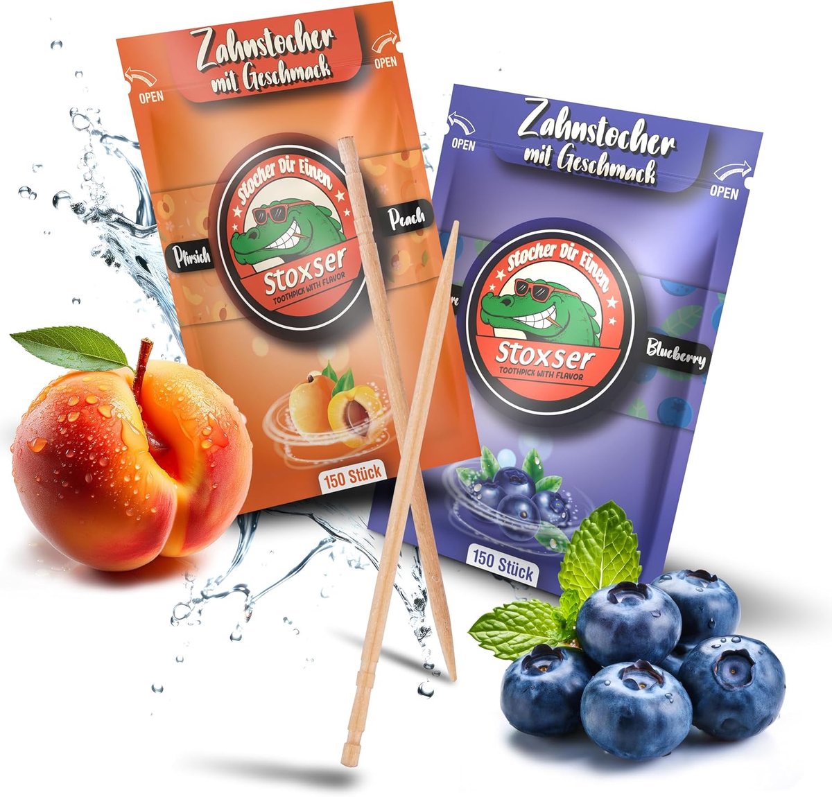 Tandenstokers 300 x - Peper en Blauwe Bessen - Suikervrij - Verfrissing en Tandverzorging - ShopVlot