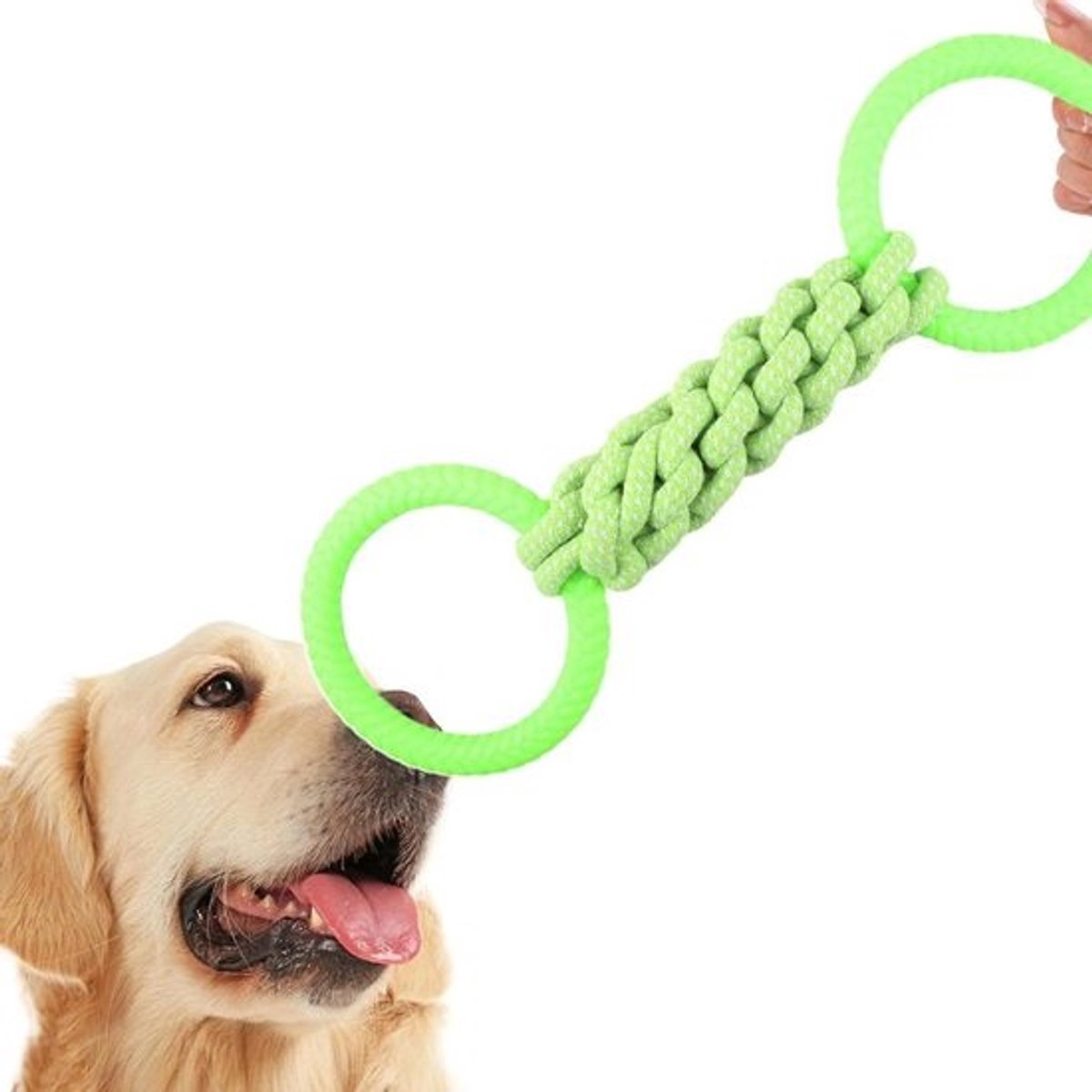 Hondentrektouw - Hondenspeelgoed - Tanden reinigen - Interactief spel - 45 cm - Groen
