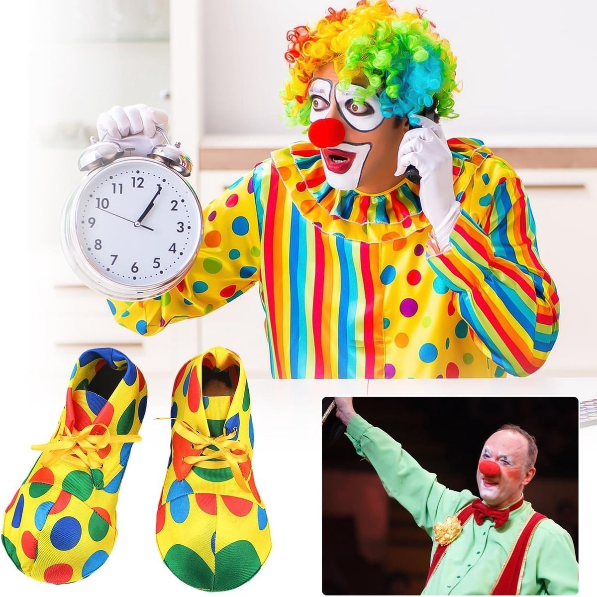 Clown schoenen voor feesten, kostuums en accessoires voor Halloween, carnaval en masquerade evenementen