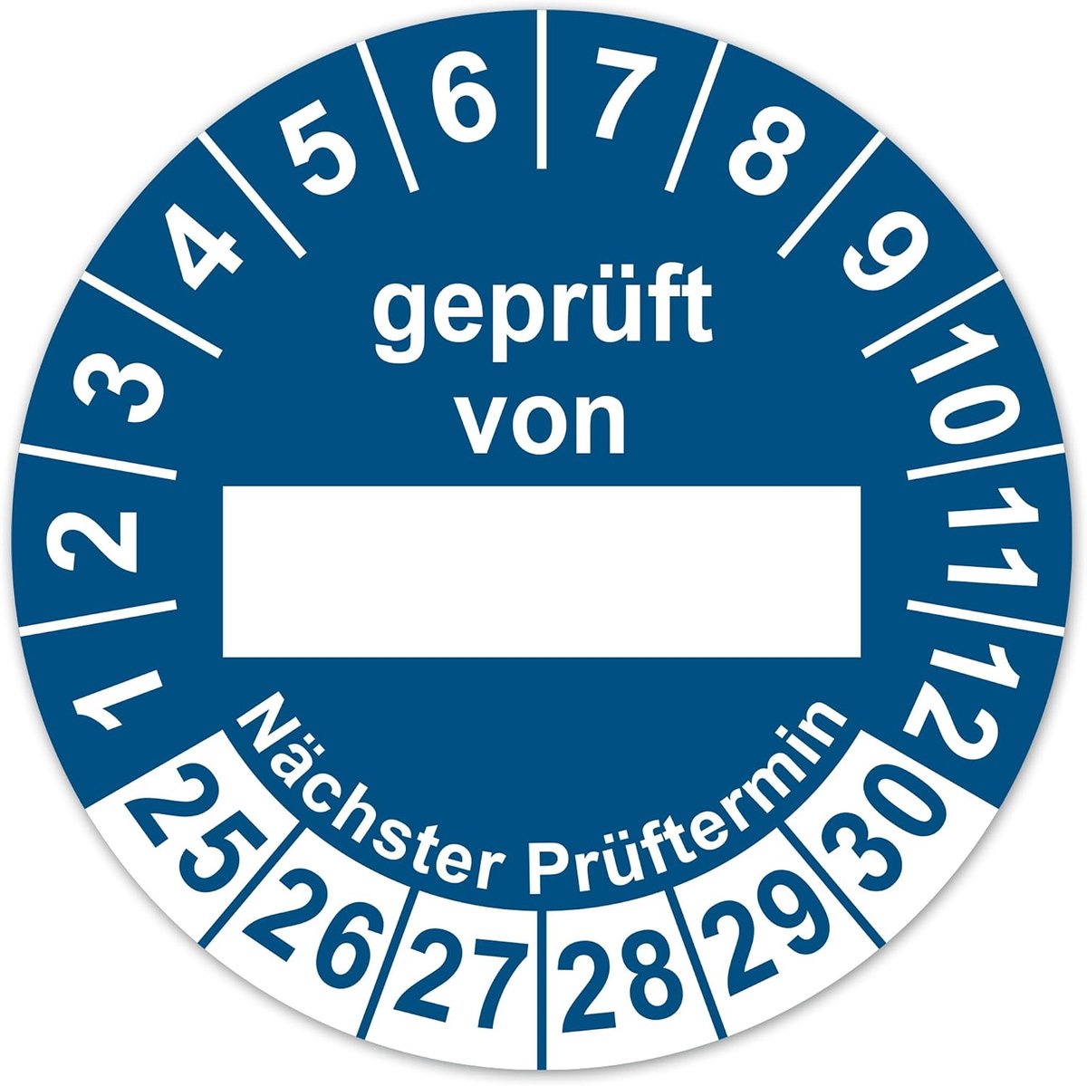 Teststickers volgende testdatum getest door plaatskaarthouders, diameter 30 mm 2025-2030, teststickers, testlabels - ShopVlot