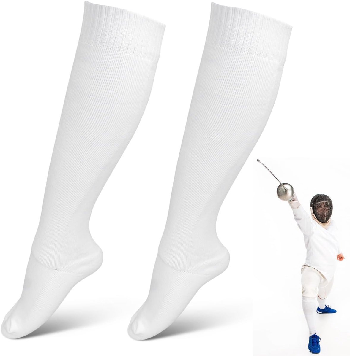 Fencing Socks For Dee, Sabre And Foil Thickened Cotton Unisex Protective Screen Stockings For Women Men White(S) - ShopVlot