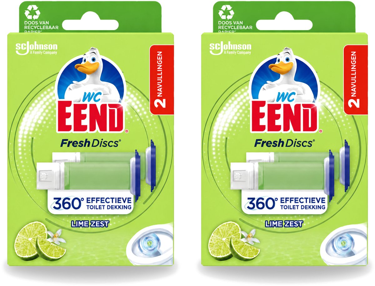 2 x WC Eend – Fresh Discs – Duo Navulling – Lime Zest – 72 ml - Voordeelverpakking - 2 stuks