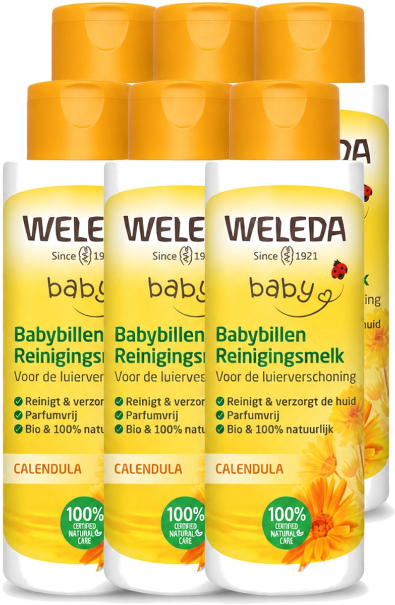 6 x WELEDA - Reinigingsmelk - Babybillen Calendula - 400 ml - Voordeelverpakking - 6 stuks