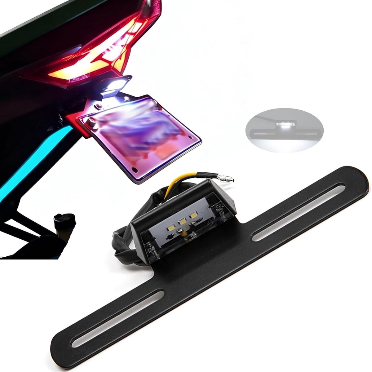 LED Kentekenplaatverlichting - Zwart - Aluminium - Voor Motoren en Scooters