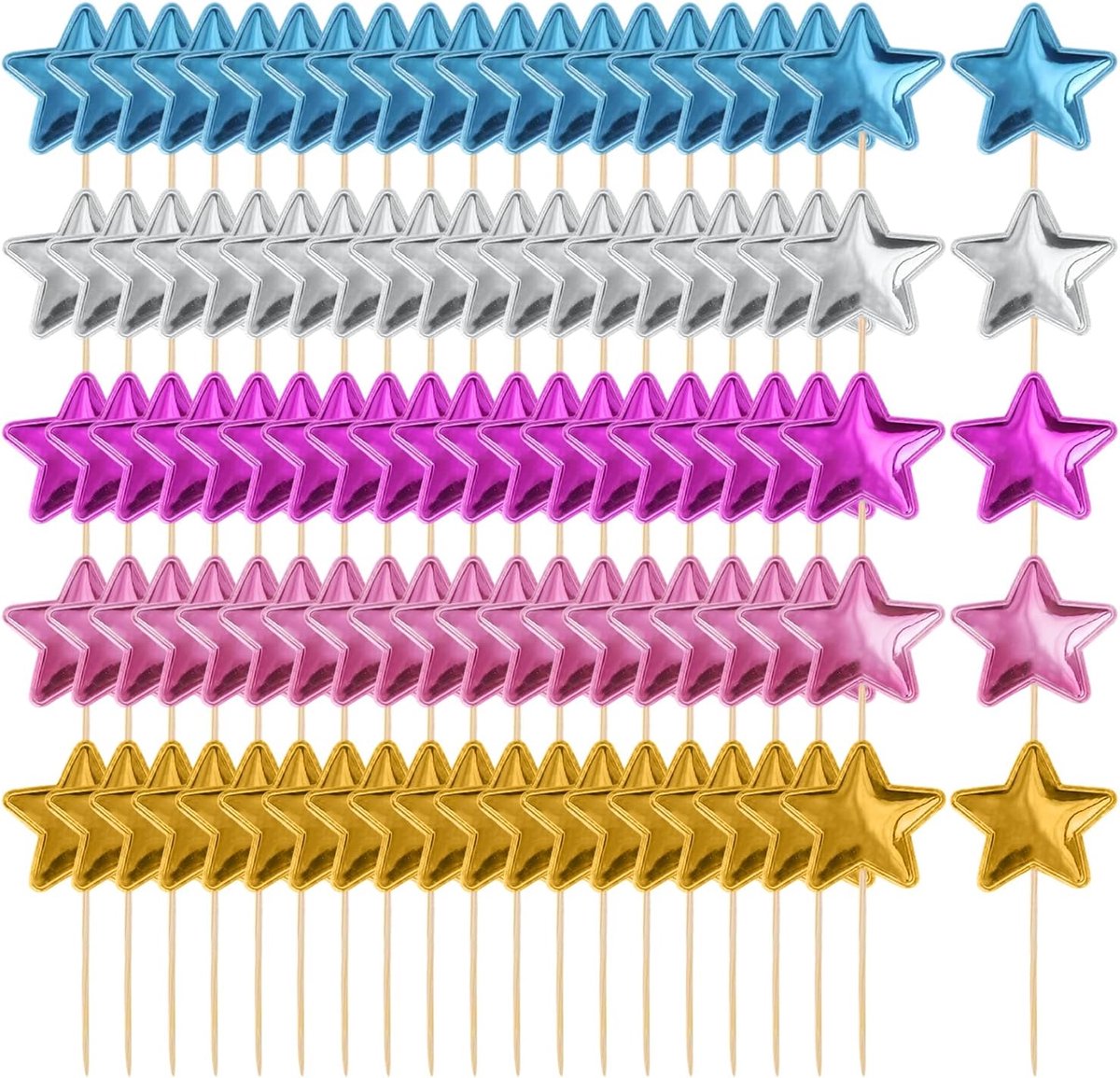 100Pcs Five-Pointed Star Insert Flag, Cake Decoration Insert Card Set, Dessert Nominal Value Enhancement Accessories - ShopVlot