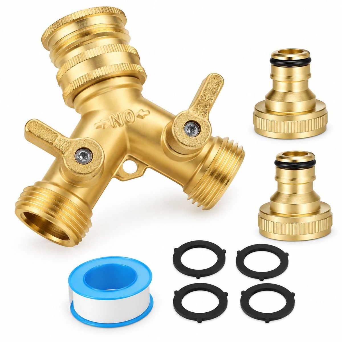 VHV - 2-weg messing tuinslang splitter - 3/4" kraan connector - Ideaal voor tuin - Buitenruimte en binnenplaats - in de tuin