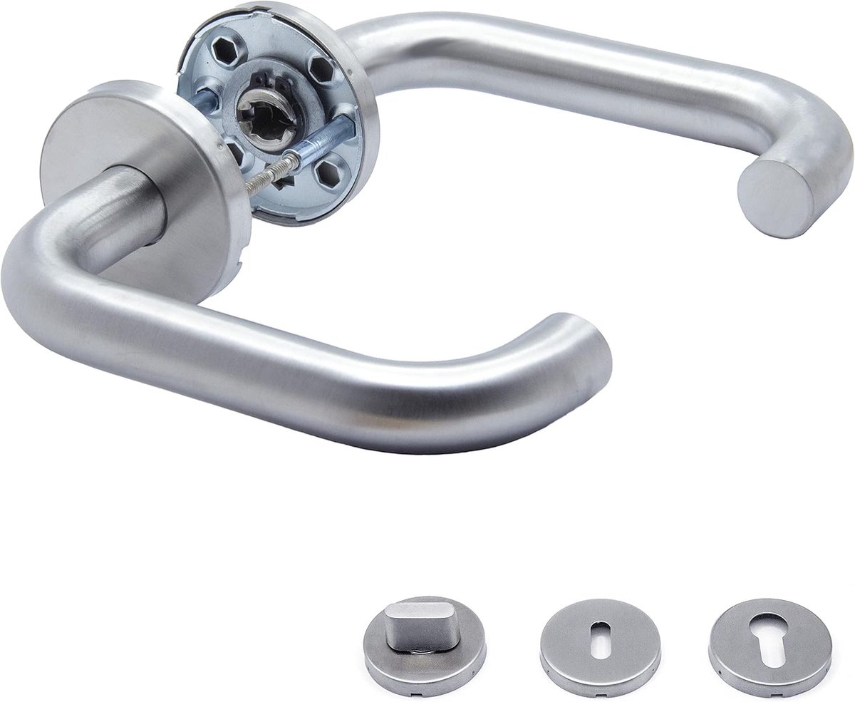 Door Handles APECS Door Handle Set Room Doors INOX Door Handle for Front Door and Interior Doors Door Fittings Round - ShopVlot