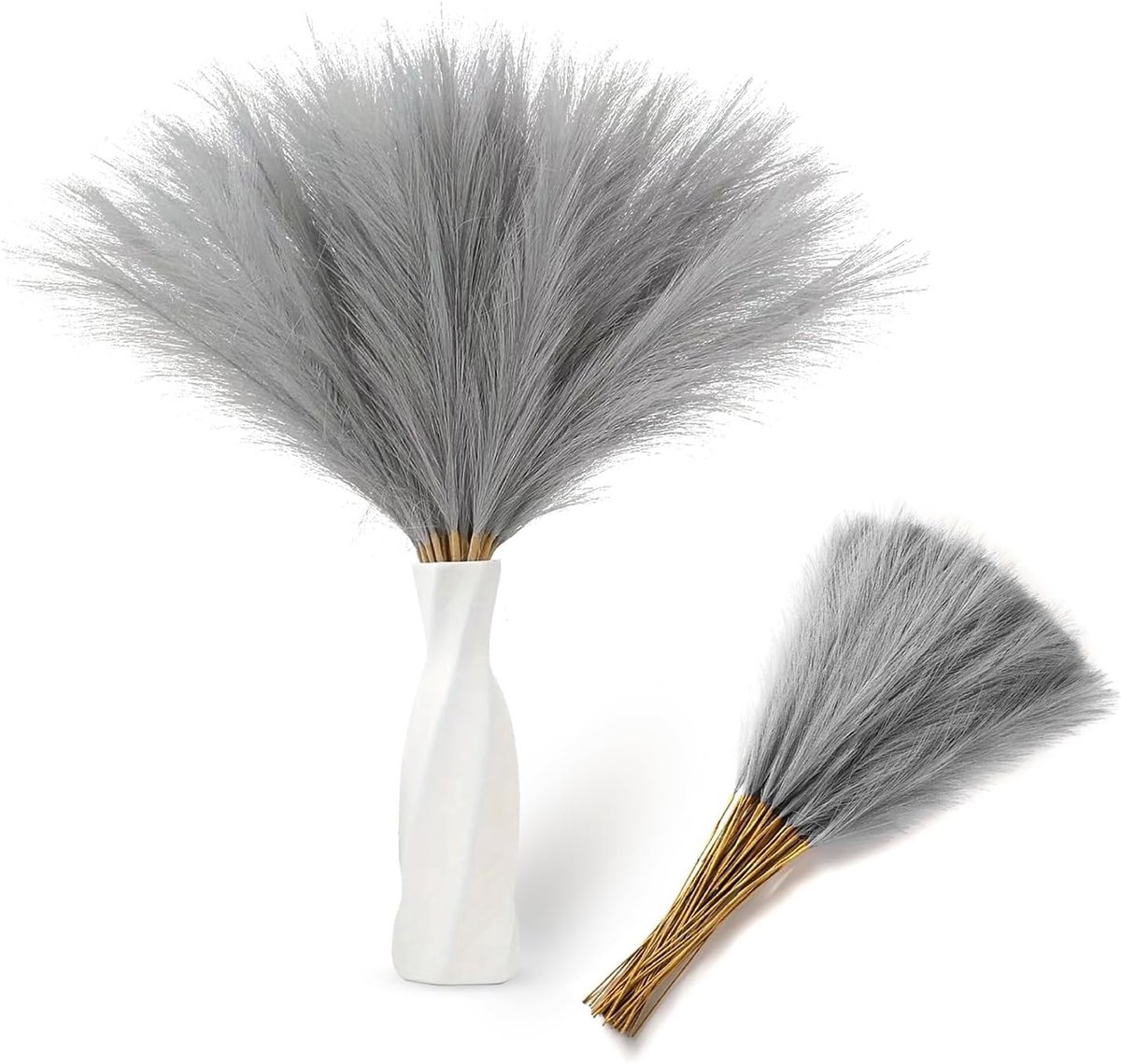 Pack of 30 Artificial Pampas Grass 55 cm Grey Pampas Grass Pampasgra Deco Dried Flowers Decorative Artificial Flowers - ShopVlot