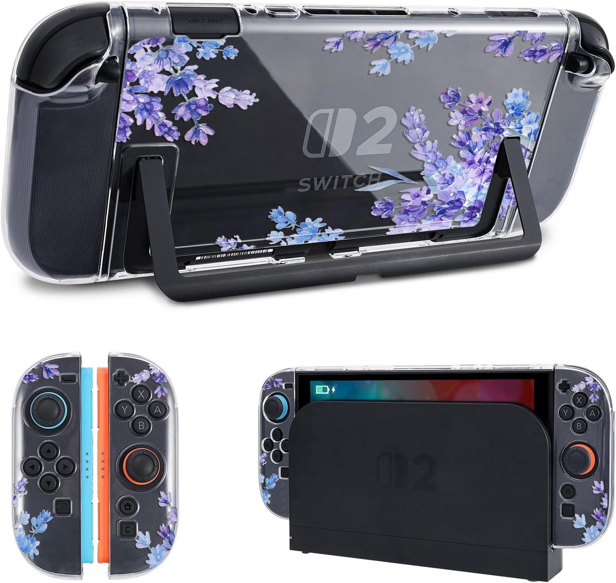 DLseego Bright Case Compatible with Switch 2, Anti-Scratch Slim Cover with Beautiful Floral Print PC Hard Protective - ShopVlot