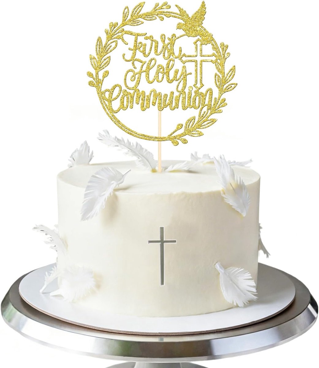 Cake Decorations First Communion Glitter Cake Topper Christening Decoration Cake Communion Cardboard Topper Cake for - ShopVlot