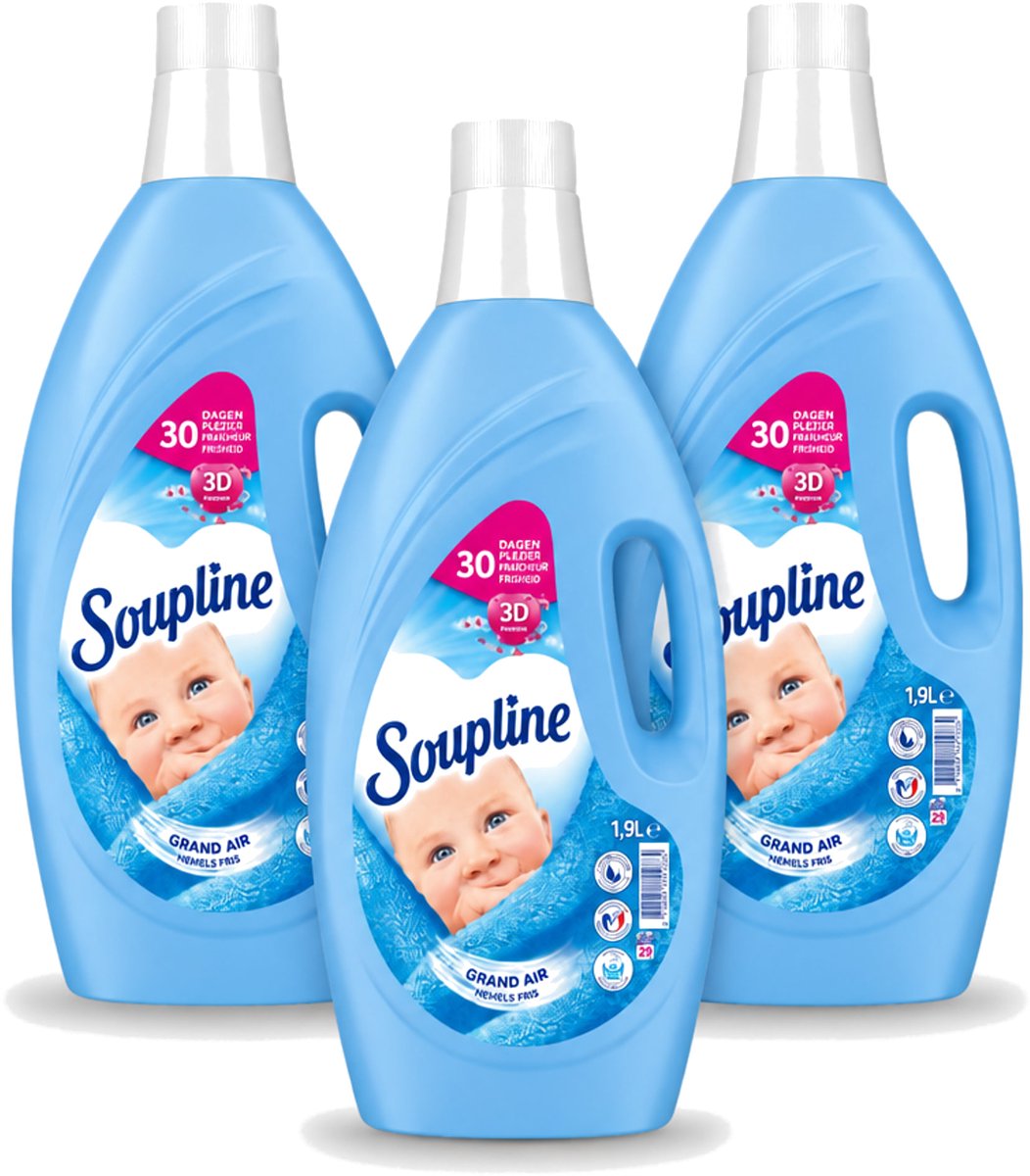 3 x Soupline – Wasverzachter – Hemels Fris – 1,9 L - Voordeelverpakking - 3 stuks