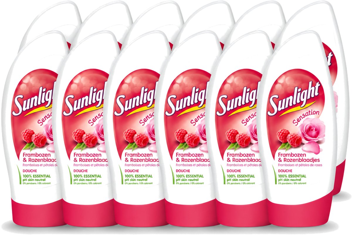 12 x Sunlight - Douchegel - PH Neutraal - Rozen En Frambozen - 250 ml - Voordeelverpakking - 12 stuks