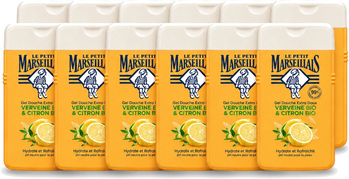12 x Le Petit Marseillais - Douchegel - Citroen & Verbena - Hydraterend - 250ml - Voordeelverpakking - 12 stuks