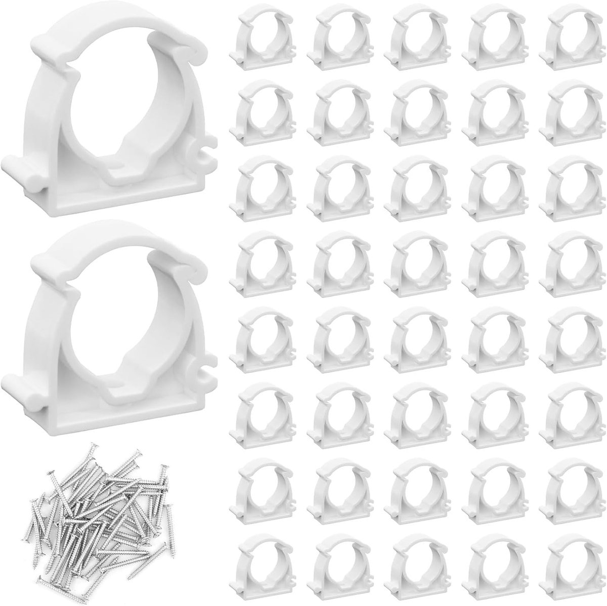 Pack of 50 Plastic Fixing Clips, Inner Diameter 16mm, for Kitchen, Swimming Pool, Bathroom, Pond Tube Attachment - ShopVlot