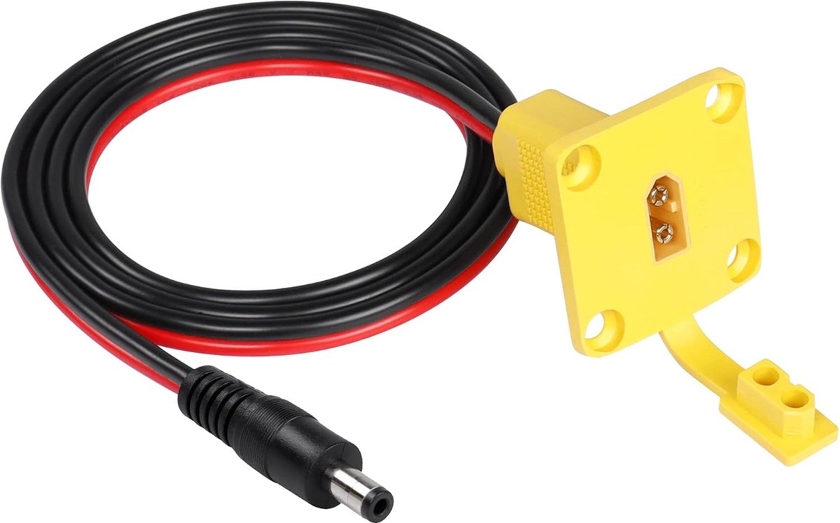CERRXIAN 14AWG XT60 Male to DC 5.5mm x 2.5mm Male Mounting Panel Power Cable for E-Bike, Solar Panel (3.2ft 5500mm) - ShopVlot