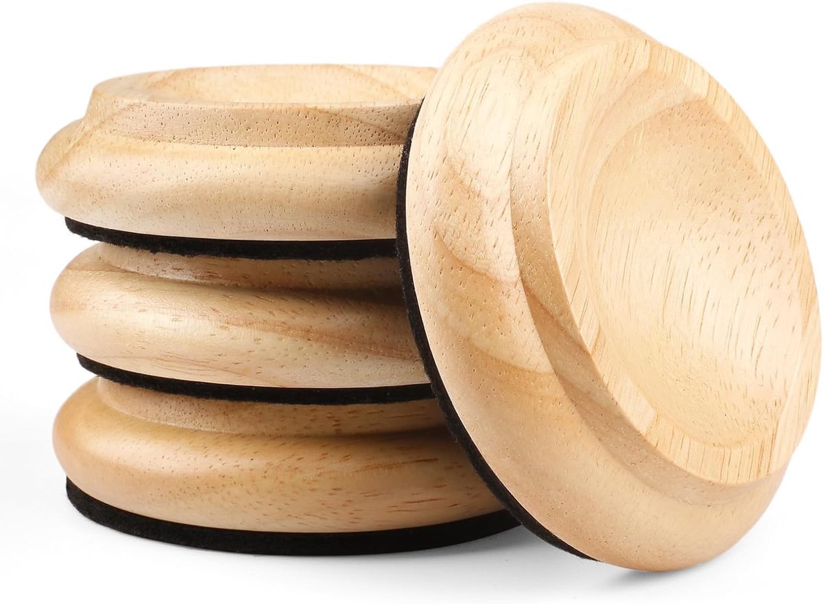 4 Pcs Solid Wood Upright Piano Swivel Cups, Furniture Swing Cups, HilerPunk Sofas Beds Chairs Wheel Caster Cups Pads - ShopVlot