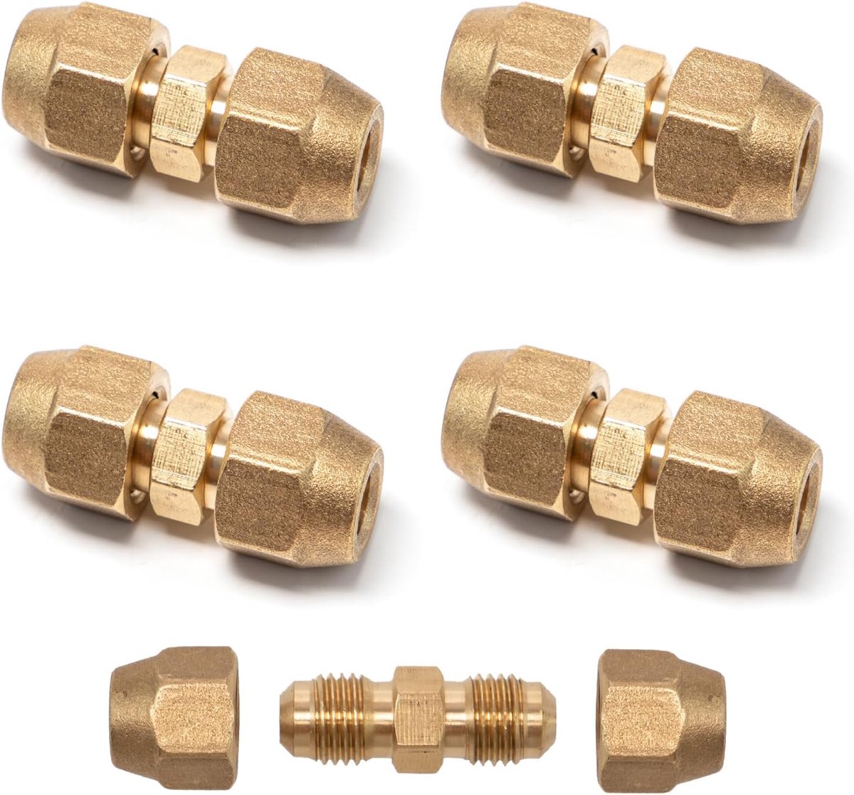 Set of 4 double nipples for copper pipes 1/4 inch connection nipple air conditioning pipe connectors without soldering - ShopVlot