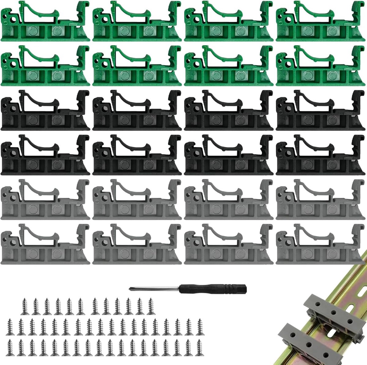 Image of 12Set PCB DIN C45 Rail Circuit Board Mounting Bracket Adapter with 48Screws - ShopVlot