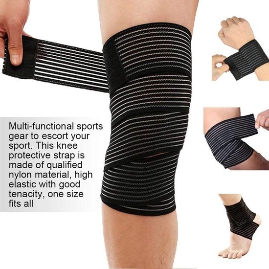 Set van 2 Elastische Bandages van 90 cm voor Ondersteuning van Elleboog, Knie en Enkel met Compressie voor Sportactiviteiten — afbeelding 2