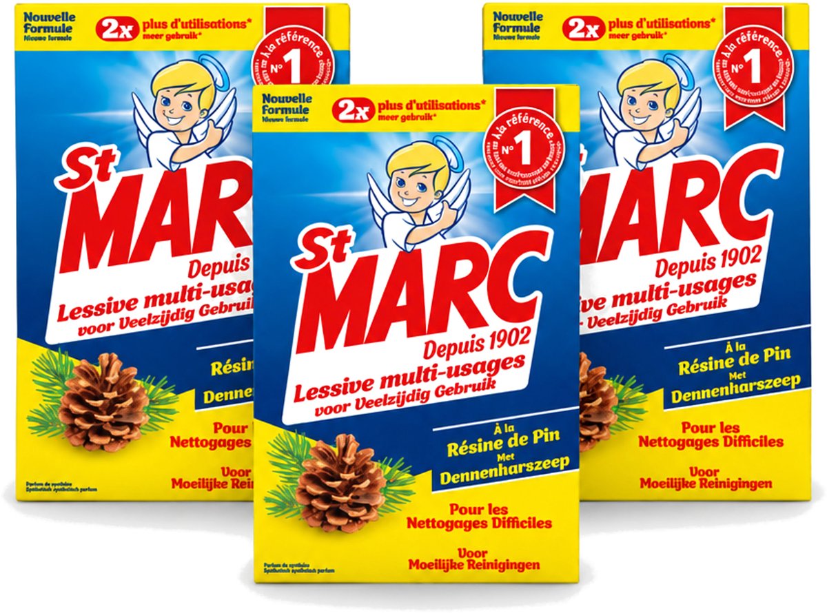 3 x St. Marc – Wasmiddel – Multifunctioneel Dennenhars – 1,4 kg - Bulkverpakking - 3 stuks