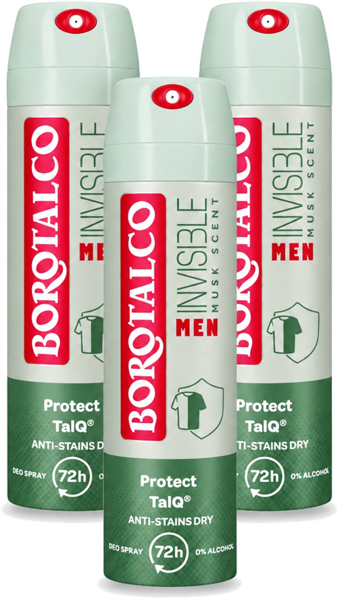 3 x Borotalco – Deodorant Spray – Men Musk Geur – 150 ml - Voordeelverpakking - 3 stuks
